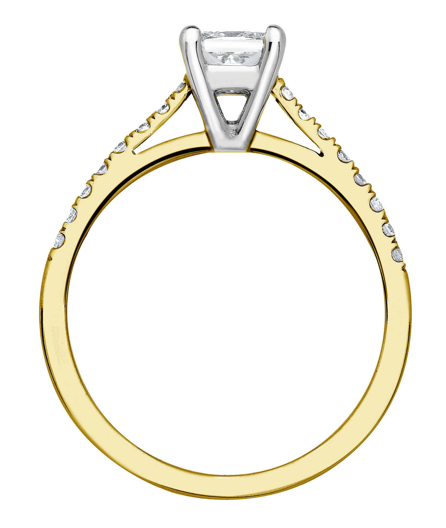 Princess Cut 4 Claw Yellow Gold Diamond Engagement Ring CRC685YG Image 2